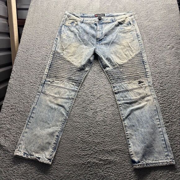 Southpole Straight Denim Pantalons, Indigo Brut, 36W Régulier Homme